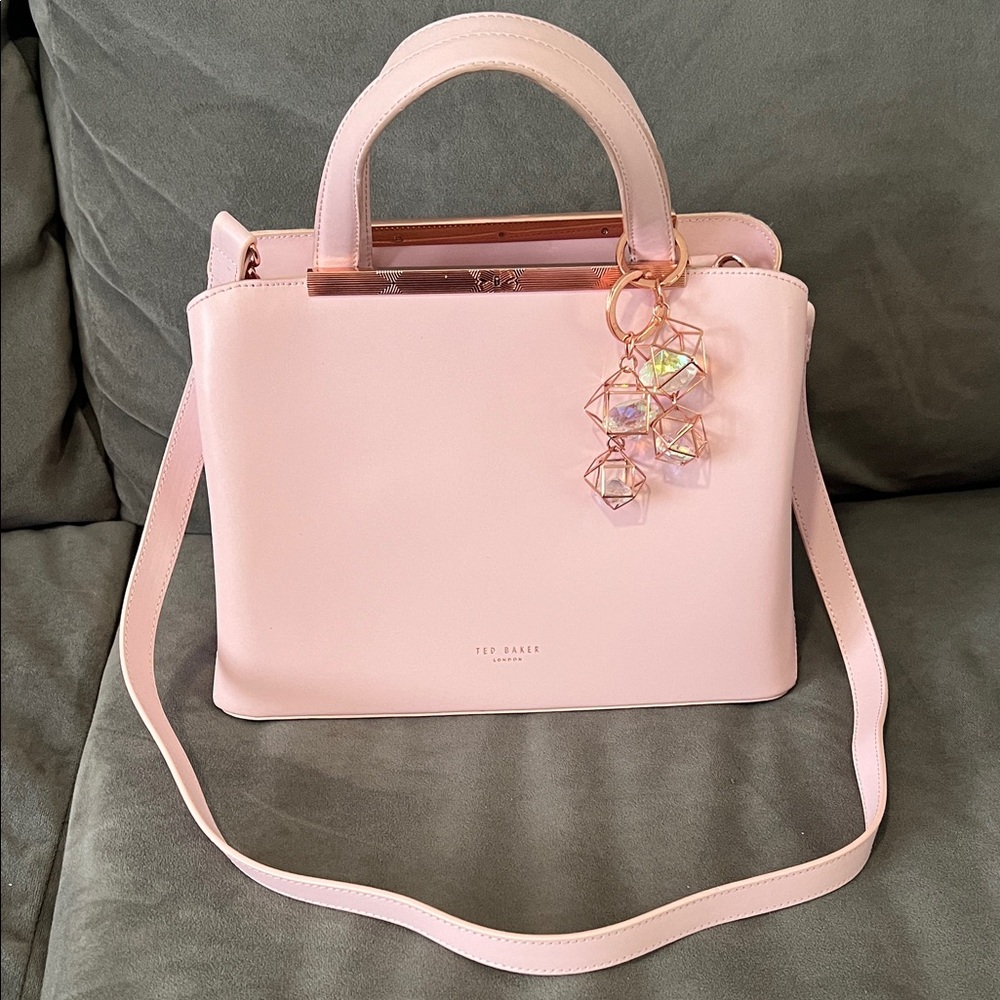 Ted Baker Naomi Light Pink Satchel with Geometric Charm EUC